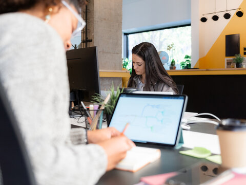 Office workers are busy at coworking space 