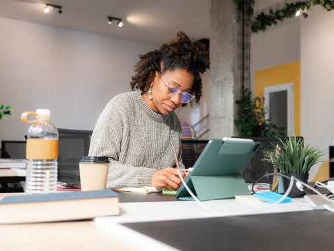 Woman working at coworking space 