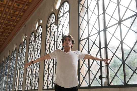 Male performer expressing freedom in dance