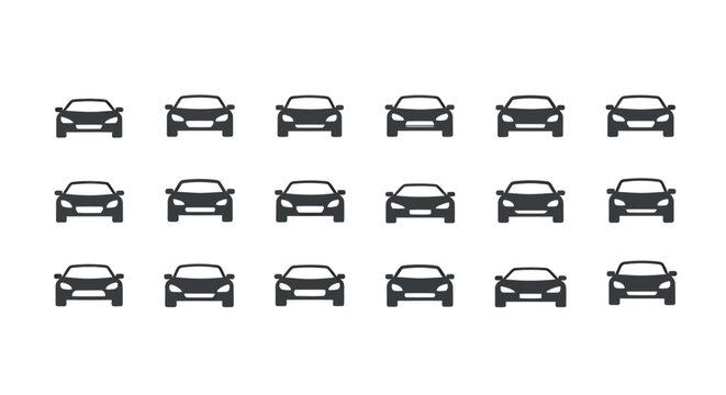 Grid of tiny car silhouettes arranged in a uniform pattern.