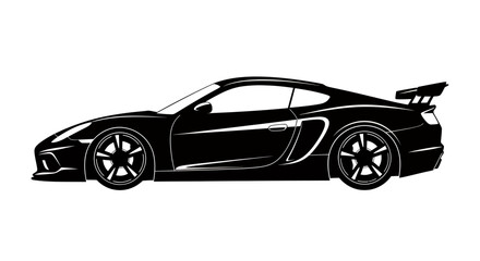 Fototapeta premium Side profile of a sleek black sports car with aerodynamic lines and spoiler.