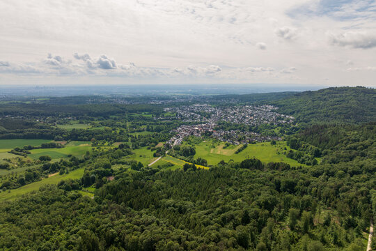 The Nature around Eppstein in the Taunus region of Hesse, Germany, surrounded by the scenic Main-Taunus landscape with distant views toward the Frankfurt Rhine-Main metropolitan area