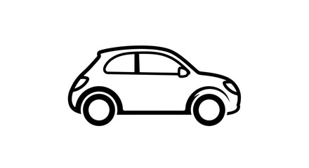 Obraz premium Minimalist Black and White Car Illustration of a Compact Hatchback.