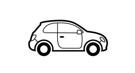 Fototapeta premium Side view illustration of a small car with clean lines in a simple sketch style.