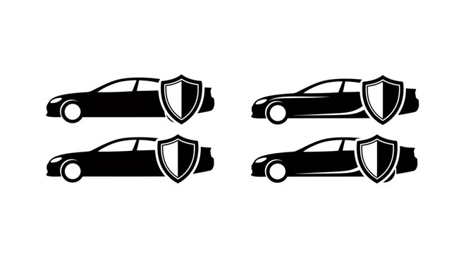Quadrant of Identical Black Cars with Shield Emblems.