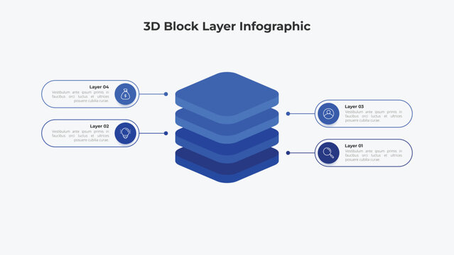 Four Layers 3D Isometric Block Business Infographic
