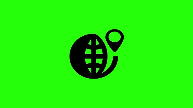 4K layout featuring a sphere world map paired with a prominent top right location pointer pin bouncing cleanly. Elegant tactical popup icon for global tracking.