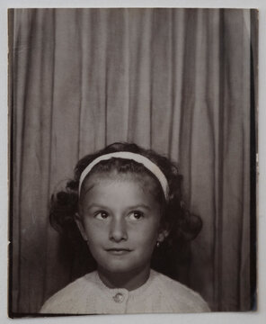 Vintage Girl Portrait with Headband Studio Photo