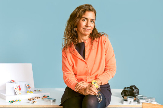 Creative Woman Poses Table Studio