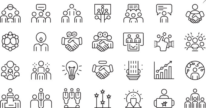 People and Speech Bubble Icon Pattern with Line Art Style Showing Social Discussion and Networking Featuring Communication, Dialogue, Community With