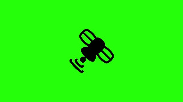 Dynamic 4K resolution asset showing a space telecommunication satellite hardware module casting broadcast rays bouncing. Playful popup element for GPS tech.