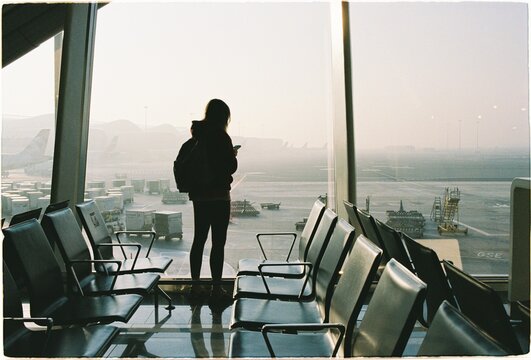 Waiting for a flight at the airport