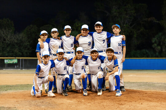 Portrait of young baseball team