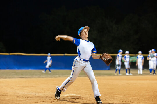Baseball player Throws Ball