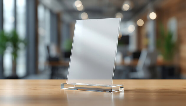 Stand Mock up Menu frame tent card blurred background design key visual layout