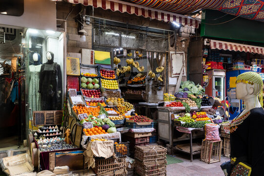 Fruit and Vegetable Market in a Busy Street, in Egypt