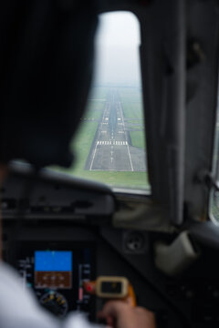 Runway View from Aircraft Cockpit During Approach