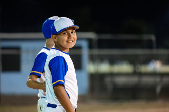Portrait of Smiling players at Baseball Game