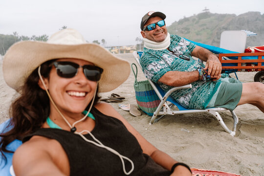 candid family beach summer vacation 
