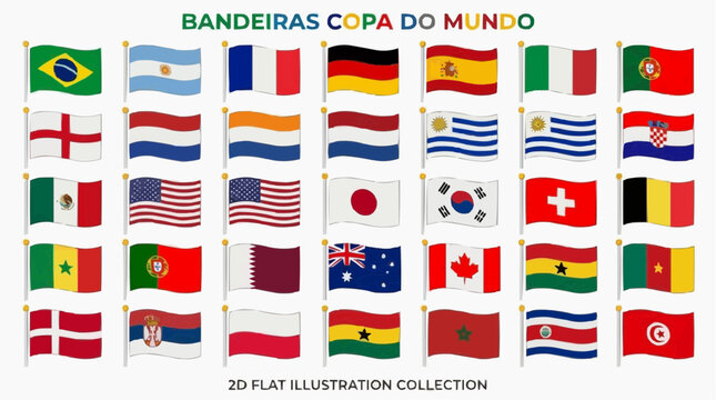 Collection of World Cup Flags Illustration