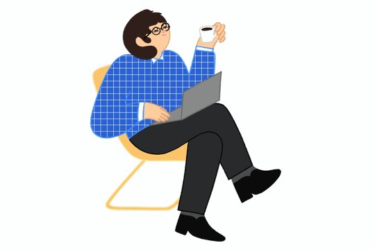 Man Working on Laptop in Lounge