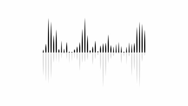 Black sound wave equalizer with reflection on white background audio music