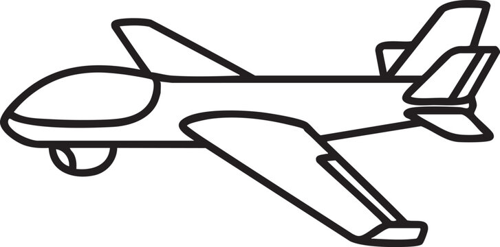 Passenger airplane aircraft line art outline illustration from side