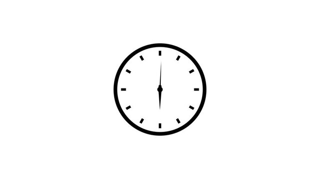 Block Minimalist Clock Animation with Fast Ticking Hands on White Background