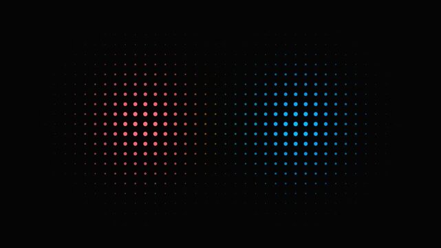 Colorful glowing halftone dot pattern on black background