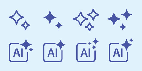 Fototapeta premium Purple UI icons with sparkles, element vector set