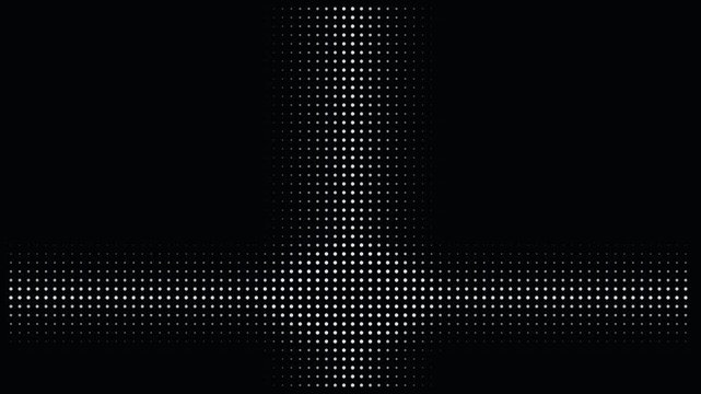 Moving digital grid intersection of white dots on black background