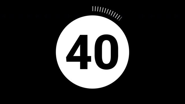 45 second countdown with circle animation, 45 to 0 animation countdown. 4K video
