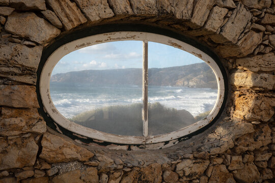 Oval Window Framing Ocean View