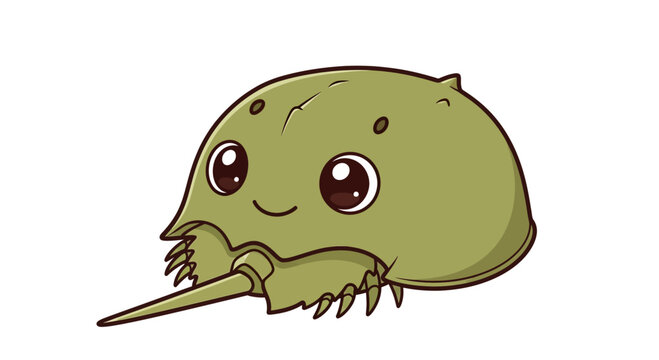 Cartoon Horsehoe Crab Smiling Face.