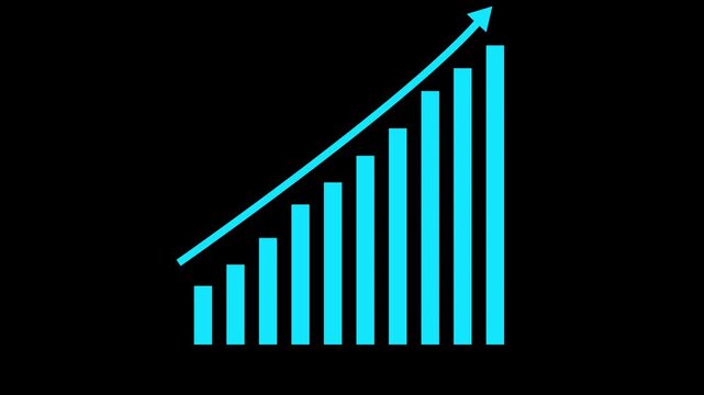 Business growth concept in graph chart showing marketing sales profit increasing to future target . growing business concept animation on black background. 4k video