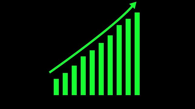 Business growth concept in graph chart showing marketing sales profit increasing to future target . growing business concept animation on black background. 4k video