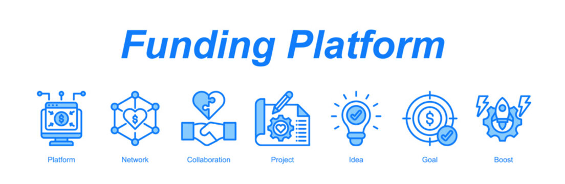 Funding Platform web banner icon concept for with icon of Platform, Network, Collaboration, Project, Idea, Goal, Boost.