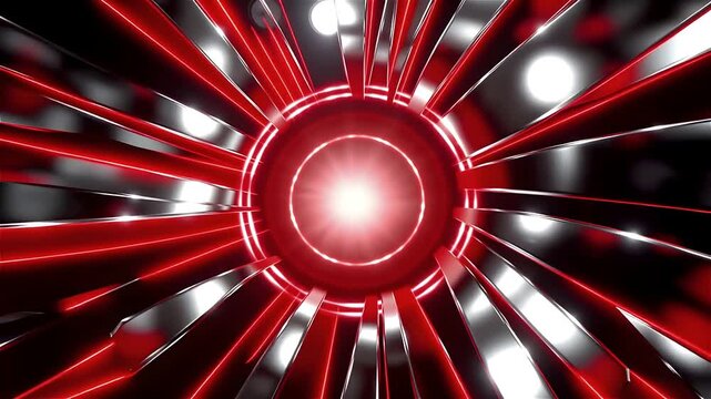 Glowing Speed Lines Radial Burst Red Chrome Silver Loop 4K
