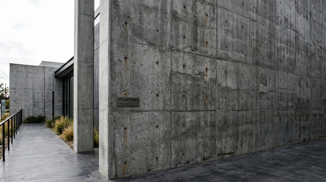 Close-up of modern concrete building texture with industrial appearance