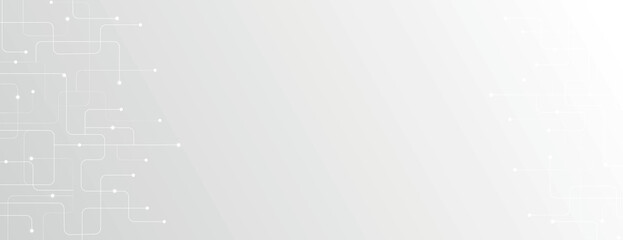 Plakat Minimalist white tech background with circuit lines and gradient texture vector