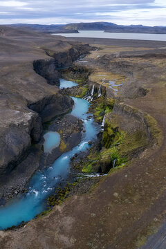 Aerial vertical view of Sig&ouml;lduglj&uacute;fur canyon