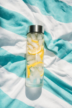 Lemon Infused Water in  Reusable Bottle 