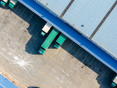 Trucks at warehouse loading dock