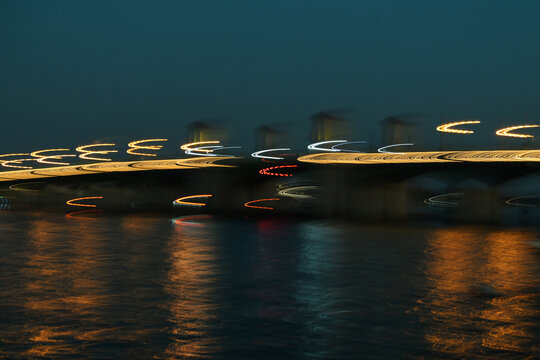 Abstract City Lights Over Water