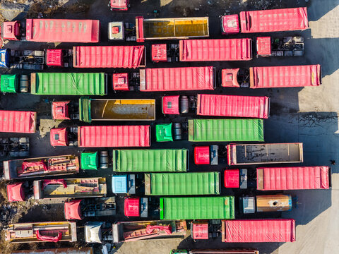 Overhead logistics truck parking