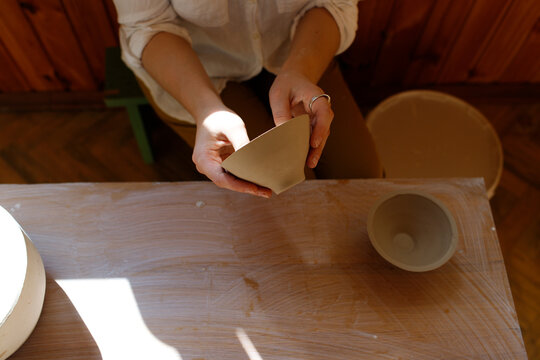 woman working with clay