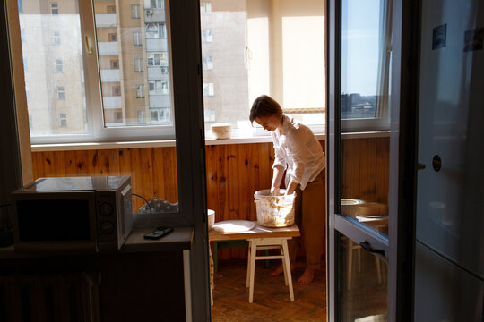 woman working with clay