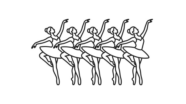 Multiple ballet dancers performing on a stage.