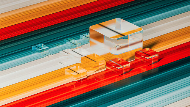 Abstract geometric glass design with colorful lines in foreground