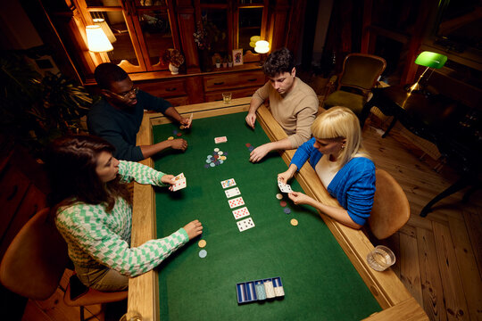 Friends gathered for a game of poker